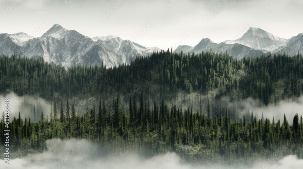 forest mountaines background tiled AI generative 
