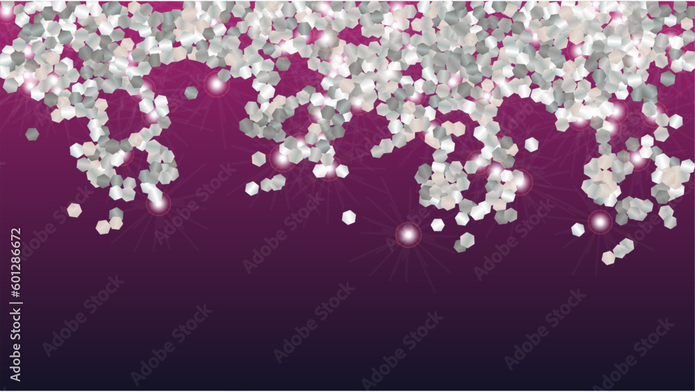 Realistic Background with Confetti of Glitter Particles. Sparkle Lights Texture. Christmas pattern. Light Spots. Star Dust. Explosion of Confetti. Design for Print.