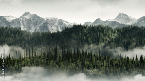 forest mountaines background tiled AI generative  © Alexander Beker