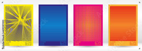 Wallpaper Mural Geometrical Poster Design with Optical Illusion Effect.  Modern Psychedelic Cover Page Collection. Colourful Wave Lines Background. Fluid Stripes Art. Swiss Design. Vector Illustration for Brochure. Torontodigital.ca