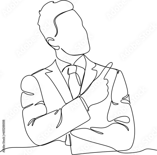 Portrait of a thoughtful businessman- continuous line drawing