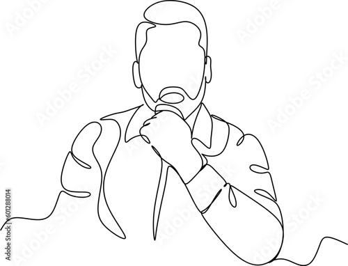 Portrait of a thoughtful businessman- continuous line drawing