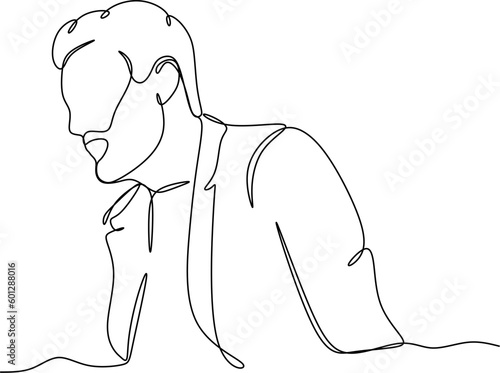 Portrait of a thoughtful businessman- continuous line drawing