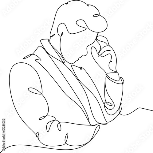 Portrait of a thoughtful businessman- continuous line drawing