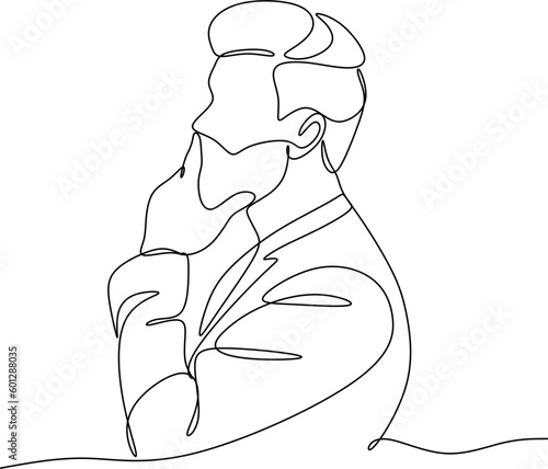 Portrait of a thoughtful businessman- continuous line drawing
