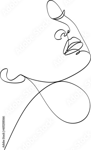 One line hand drawn face. Abstract portrait. Simple logo in minimal style for beauty salon, beautician, makeup artist, stylist. 