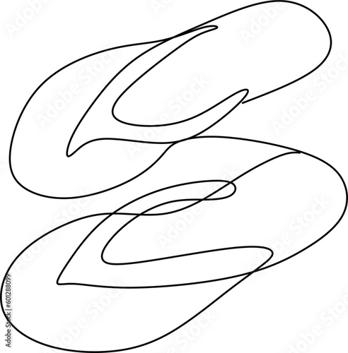 Beach slippers vector line icon-continuous line vector drawing.