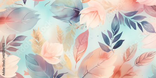 Fototapeta Naklejka Na Ścianę i Meble -  Beautiful abstract floral background in watercolor style. Generative AI.