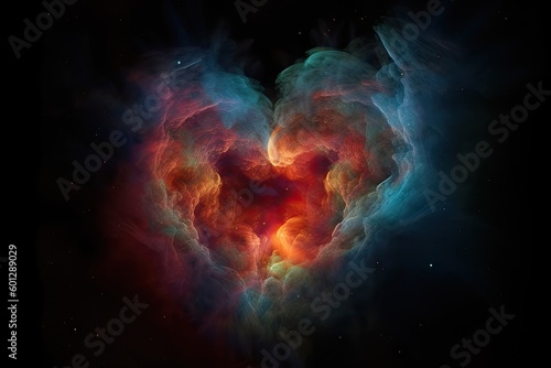 heart-shaped nebula with vivid colors and delicate features, created with generative ai