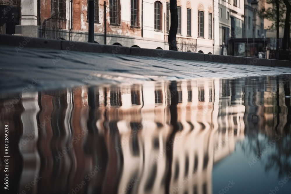 background photo of the old town in the reflection of the water