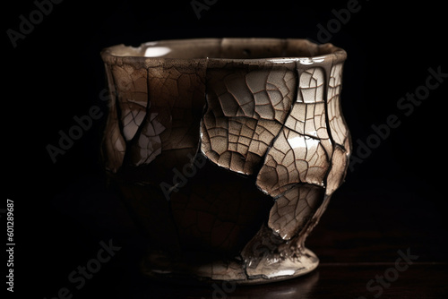 Old cracked and broken cup photo background