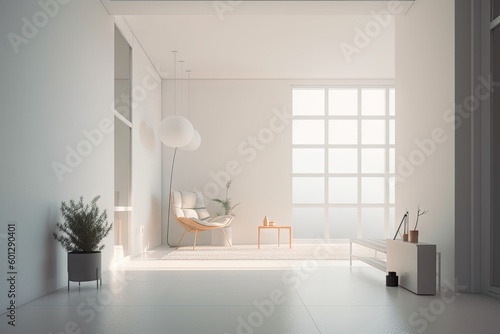 minimalist lofi interior, with clean lines and minimalist design elements, created with generative ai