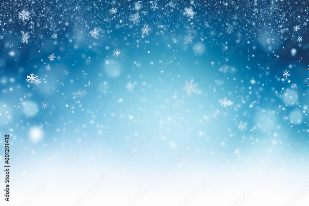 Blue Christmas background with snowflakes. Generative AI.