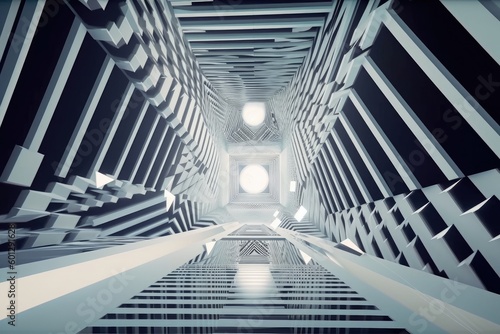 optical illusions and mind-bending visuals with a sci-fi twist, featuring futuristic technologies and space travel, created with generative ai