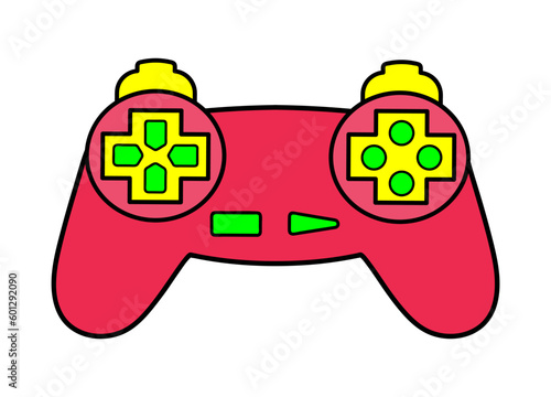 Joystick gamepad. Retro game console. Nostalgia for the 80s, 90s.