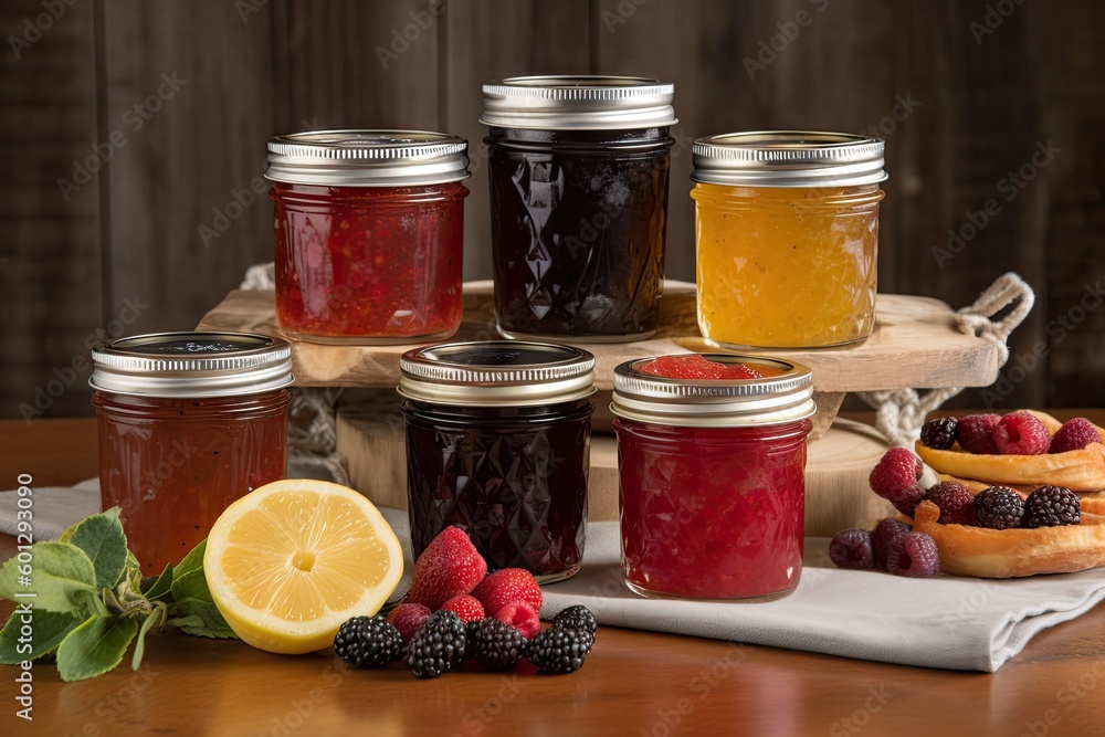 stack of homemade jams and preserves, each flavor unique and special, created with generative ai stack of homemade jams and preserves, each flavor unique and special, created with generative ai