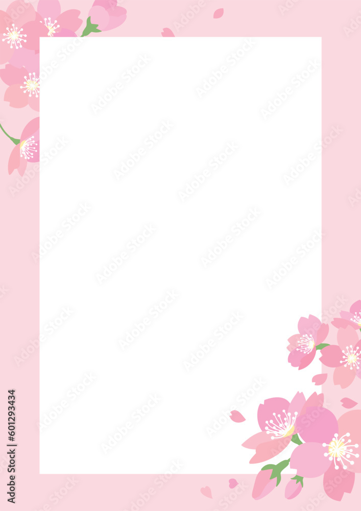 桜の花のデザインフレーム　背景素材