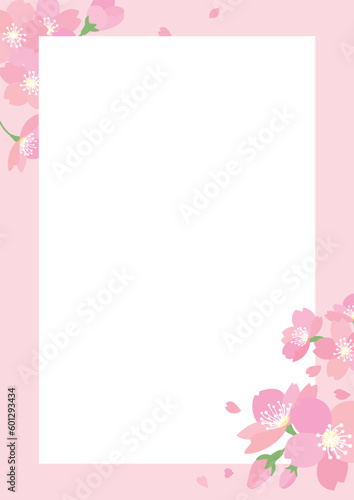 桜の花のデザインフレーム　背景素材 © shintako