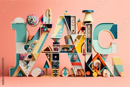 a geometric alphabet featuring geometric letterforms with a playful and whimsical touch, created with generative ai photo