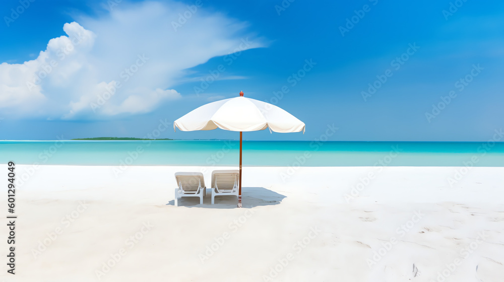 beautiful beach with white sand banner - generative ai