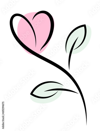 Minimalistyczny kwiatek tulipan ilustracja #601294675