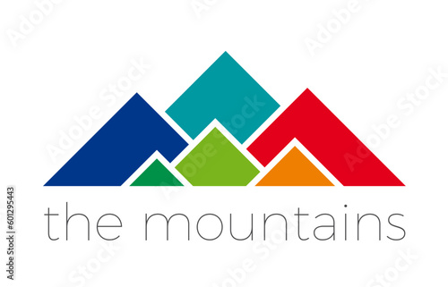 abstract mountains made with square shapes. Vector template, logo design