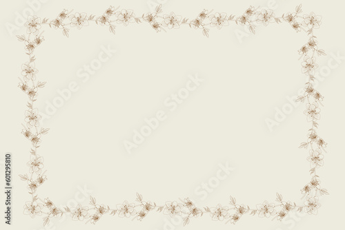 Floral border frame card template. flat background. azalea flowers. Vector design illustration.