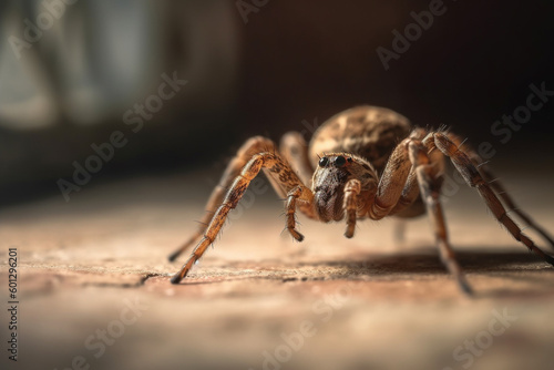 Close up macro view on spider. Generative AI