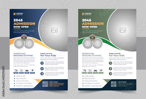 Creative Kids back to school education admission flyer poster layout, book cover, leaflet, poster, brochure design template