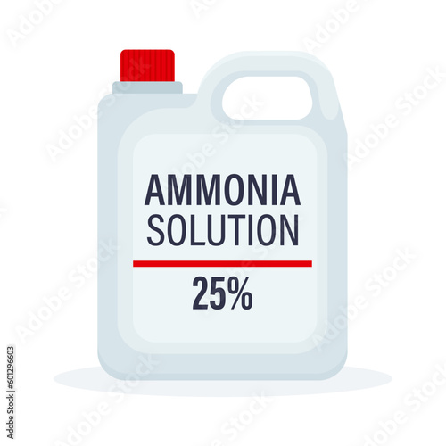 Ammonium Hydroxide solution in a bottle isolated on a white background.