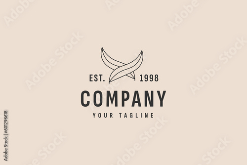 leaf vintage logo vector icon illustration