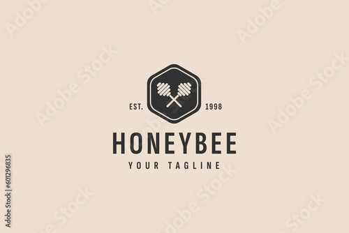 honey bee logo vector icon illustration