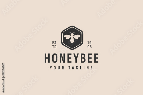 honey bee logo vector icon illustration