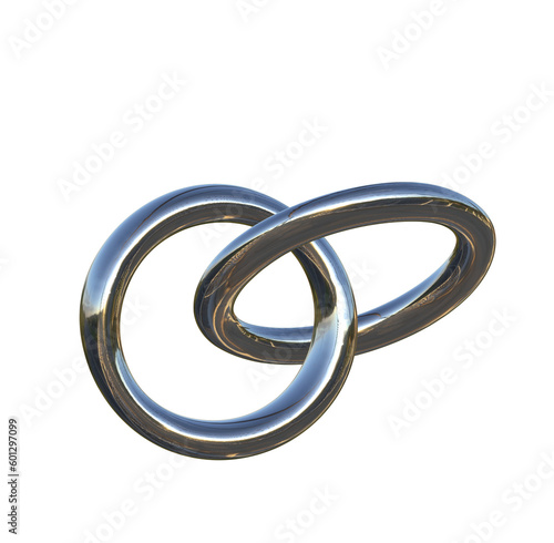 two silver rings 3D silver day on a transparent background