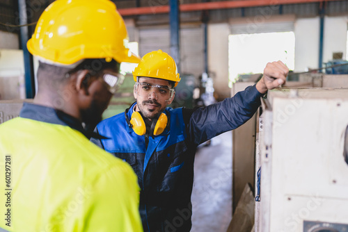 professional business industry technician wearing safety helmet working to maintenance service and checking factory equipment, a work of engineer occupation in manufacturing construction technology