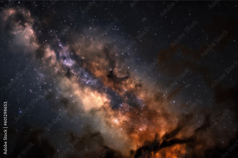 close-up of galaxy, with bright nebulosities and star clusters visible, created with generative ai close-up of galaxy, with bright nebulosities and star clusters visible, created with generative ai