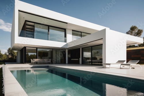 modern mediterranean house, with minimalist exterior and sleek lines, created with generative ai © altitudevisual