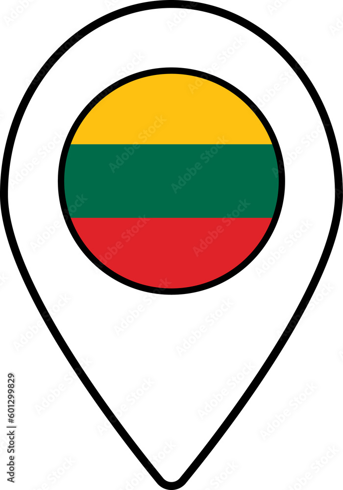 Lithuania flag map pin navigation icon. Lithuania flag map pin navigation icon.