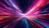abstract multi colored light trail in the tunnel, generative ai