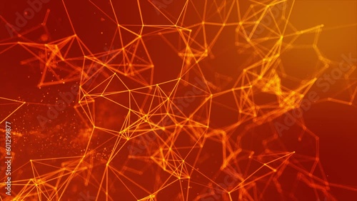 Orange Particle and Dot Line Background Animation