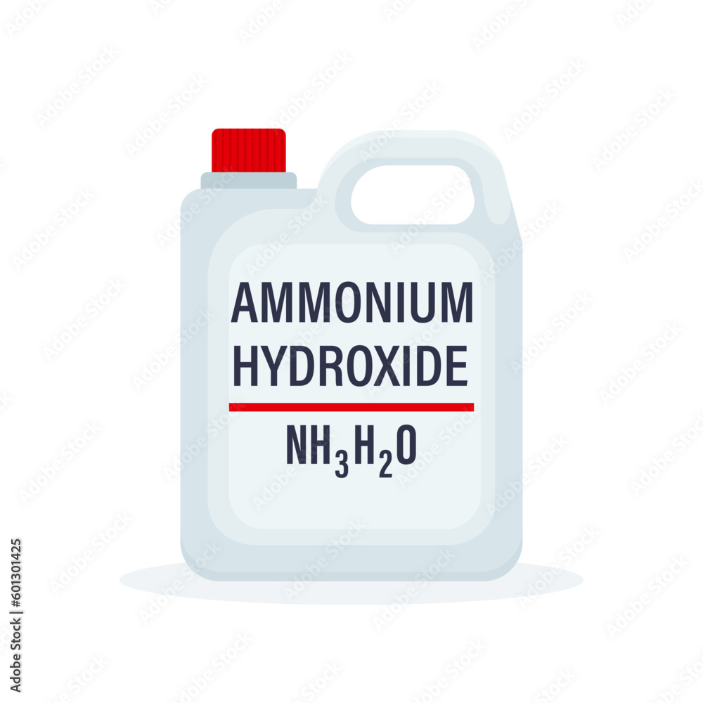 Ammonium Hydroxide solution in a bottle isolated on a white background