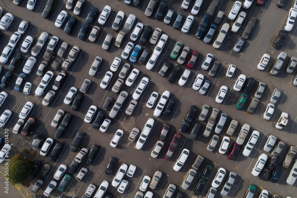 Aerial view of parked cars