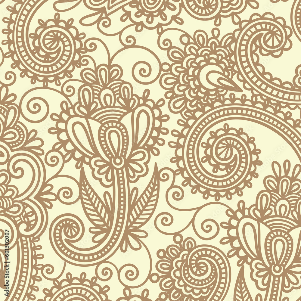 Obraz premium floral background with paisley and indian florals. damask style pattern for textile and decoration. classic ornament with flowers.