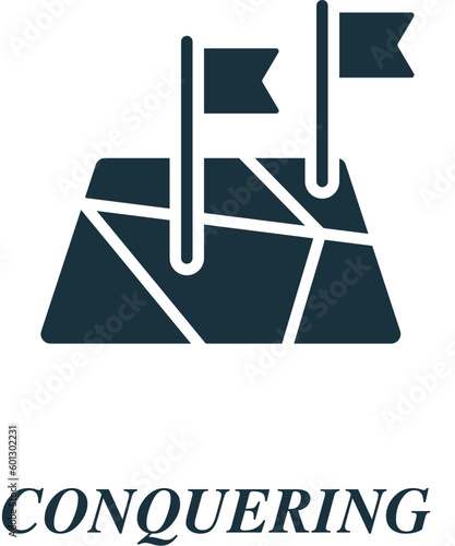 Conquering icon. Monochrome simple sign from challenges collection. Conquering icon for logo, templates, web design and infographics.