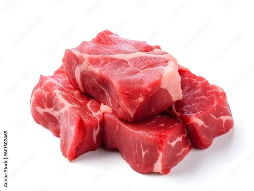 Generative Ai: Raw Meat Beef isolated on white background Generative Ai: Raw Meat Beef isolated on white background