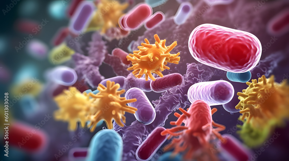 Bacteria and viruses, Concept of science and medicine, created using Generative AI Technology Bacteria and viruses, Concept of science and medicine, created using Generative AI Technology