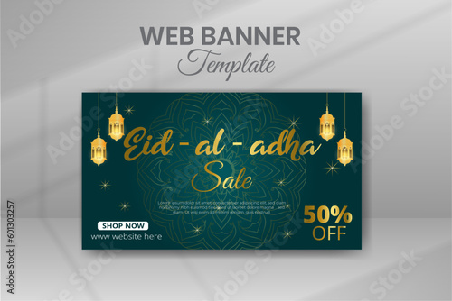 Eid Mubarak Festival Banner With Gradient Colors Background Design
