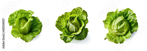 Fresh lettuce, isolated on a white background, generative AI