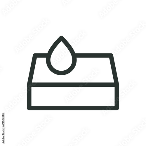 Sponge with soap drop isolated icon, sponge for washing dishes vector icon with editable stroke