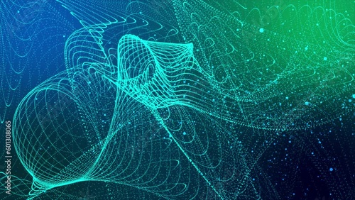 Green and Blue particle Motion Graphic Background